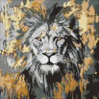 Алмазная мозаика по номерам на холсте - 40*40см Идейка АМО8259 Золотой Лев