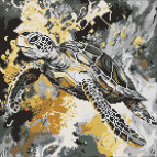 Алмазная мозаика по номерам на холсте - 40*40см Идейка АМО8262 Золотая черепаха