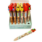 Ручка шариковая с насадкой 6-ти цветная Капибара ассорти 8016-CB