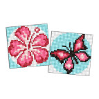 Алмазная мозаика по номерам на стикере 9*9см Идейка 2шт в наборе AMS1063 Розовый цвет