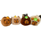 Брелок мягкий плюшевый Капибара помпон 7см мех, ассорти №ZF7037-0-1