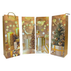 Пакет подарочный бумажный 35*12*9см Новогодний Бутылочный №814-B