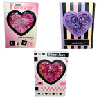 Блокнот А5 96 листов Лидер обложка с сыпучей мишурой Сердце, ассорти №SC-10-6