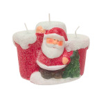 Свечка фигурная, парафиновая Новогодняя 9см тройная в керамическом подсвечнике 2425-А