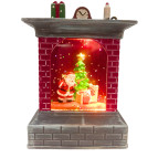 Сувенир Новогодний фонарь LED + гель 13*4*9см №FD-2259 Камин - 3D Д.Мороз