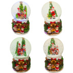 Сувенир Новогодний шар со снегом d-4,5см Дед Мороз и дети на камине, светящийся, ассорти LK-2545-2