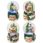 Сувенир Новогодний шар со снегом d-6,5см Дед Мороз с домиком в лесу, светящийся, ассорти LK-2565-12