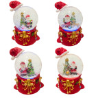 Сувенир Новогодний шар со снегом d-6,5см Дед Мороз с елочкой, светящийся, ассорти LK-2565-13