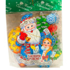 Украшение новогоднее бумажное Подвеска №9842 28*25см Д.Мороз со Снегурочкой