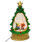 Сувенир Новогодний фонарь LED + гель 32*20*11см №AD-2611 3D Елочка с  Д.Морозом