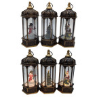 Сувенир Новогодний фонарь LED 14*5,5*5,5см №ZF-077-А 3D Елочка - Снеговик - Д.Мороз