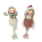 Новогоднее украшение - игрушка стоячая Ангелочек в колпачке, с бантиком 18см №23046
