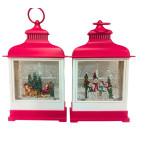 Сувенир Новогодний фонарь LED + гель 32*20,5*11см №WDL-23019/BA-0147 3D Д.Мороз - Снеговики в фонаре