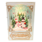 Сувенир Новогодний фонарь LED + гель 23,5*16*11см №WDL-24023/BA-0155 3D Д.Мороз - Снеговик