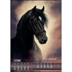 Календарь настенный листовой квартальный 2026 Buromax на 1 спирали 29,7*42см Horses BM.210601