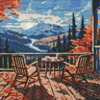 Алмазная мозаика по номерам на холсте - 40*40см Идейка АМО7915 Завтрак в горах