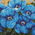 Алмазная мозаика по номерам на холсте - 40*40см Идейка АМО8228 Фиалки в росе