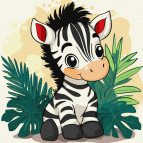 Картина раскраска по  номерам на холсте - 30*30см Идейка КН1273 Веселая зебра