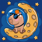 Картина раскраска по  номерам на холсте - 30*30см Идейка КН1281 Капибара на луне