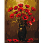 Картина раскраска по  номерам на холсте  - 40*50см Идейка КН3328 Букет маков, с красками металлик