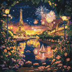 Картина раскраска по номерам на холсте - 40*40см Идейка КН3669 Салюты Парижа