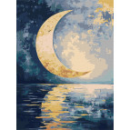 Картина раскраска по номерам на холсте - 30*40см Идейка КН5158 Отпечаток луны, с красками металлик