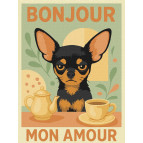 Картина раскраска по номерам на холсте - 30*40см Идейка КН6808 Постер. Утро с чихуахуа