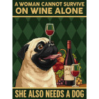 Картина раскраска по номерам на холсте - 30*40см Идейка КН6809 Постер. Вино и собака