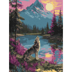 Картина раскраска по номерам на холсте - 30*40см Идейка КН6820 Одинокий волк