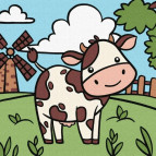 Картина раскраска по  номерам на холсте - 25*25см Идейка КН9073 Веселая коровка