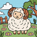 Картина раскраска по  номерам на холсте - 25*25см Идейка КН9075 Баранчик