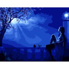 Картина раскраска по номерам на холсте - 40*50см Strateg DY216 Ночные мысли