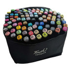 Скетч маркеры для рисования Touch черные двусторонние для бумаги набор 100шт в черном чехле 2362-100