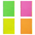 Тетрадь на спирали А4 120л. Buromax пластиковая обложка, 3 разделителя Neon кл. BM.24349911-**