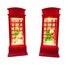 Сувенир Новогодний фонарь LED 12,5*5,4*5,4см №FD-003-1 3D Д.Мороз - Снеговик, Телефонная будка