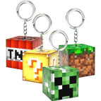 Брелок резиновый Майн блок 3*3см светящийся с лентой, ассорти №ZB-1420