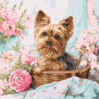 Картина раскраска по  номерам на холсте  - 40*40см Идейка КН6797 Йорк в корзине