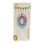 Свеча для торта Цифра-0 6см №11/9388-0 градиент