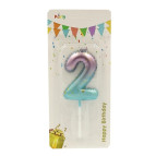 Свеча для торта Цифра-2 6см №11/9388-2 градиент