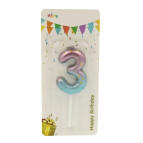 Свеча для торта Цифра-3 6см №11/9388-3 градиент