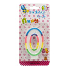 Свеча для торта Цифра-0 6см №1234/9395-0 радужный край