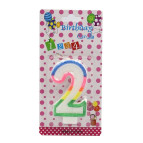 Свеча для торта Цифра-2 6см №1234/9395-2 радужный край