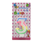 Свеча для торта Цифра-3 6см №1234/9395-3 радужный край
