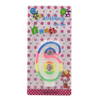 Свеча для торта Цифра-6 6см №1234/9395-6 радужный край