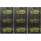 Набор праздничный Фотозона шторка квадрат 1*2м Happy Birthday №13002-BK (черная)