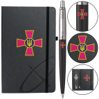 Ручка шариковая Parker 15632b24_W0010u Jotter Originals Army Black Эмблема ВСУ + блокнот Набор подарочный