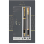 Набор ручек Parker 21182b19 IM Grey Lacquer ролерная + шариковая, Набор подарочный