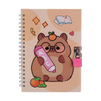 Блокнот с замком 13*18см 48л ZiBi на спирали Kidis Line ZB.700004 Капибара в клетку, ассорти