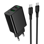 Сетевое зарядное устройство USB-A 1xPorts +Type-C 1xPort 30W , PD, QC3.0 Hoco Home Charger CS95A/82705