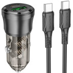 Автомобильное зарядное устройство 38W USB-A/C 2xPorts Borofone BZ25 PD20W+QC3.0 + кабель 1м Type-C to Type-C 82831
